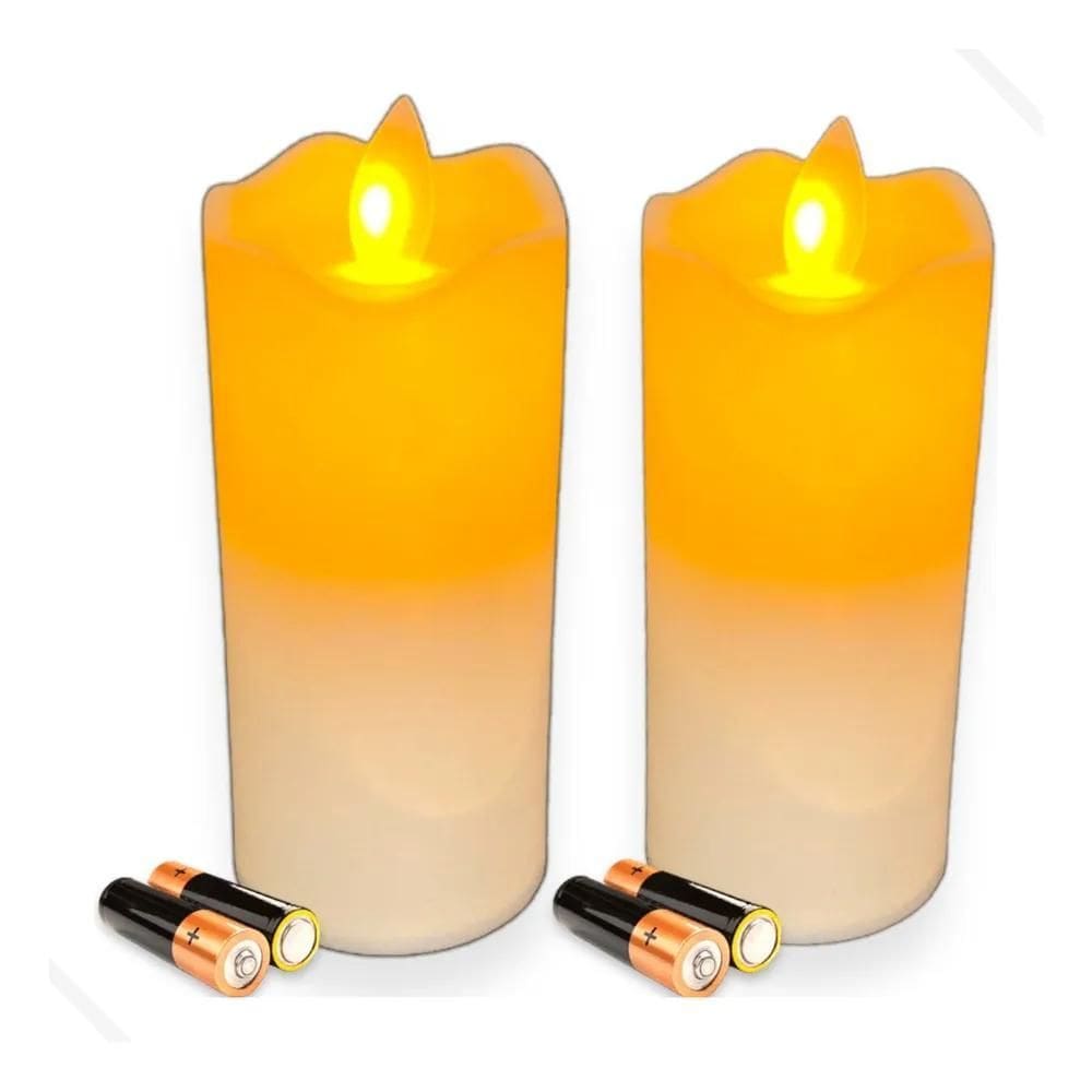 10X Kit 2 Vela Eletrônica De Led Com Chama Viva + 2 Pilhas