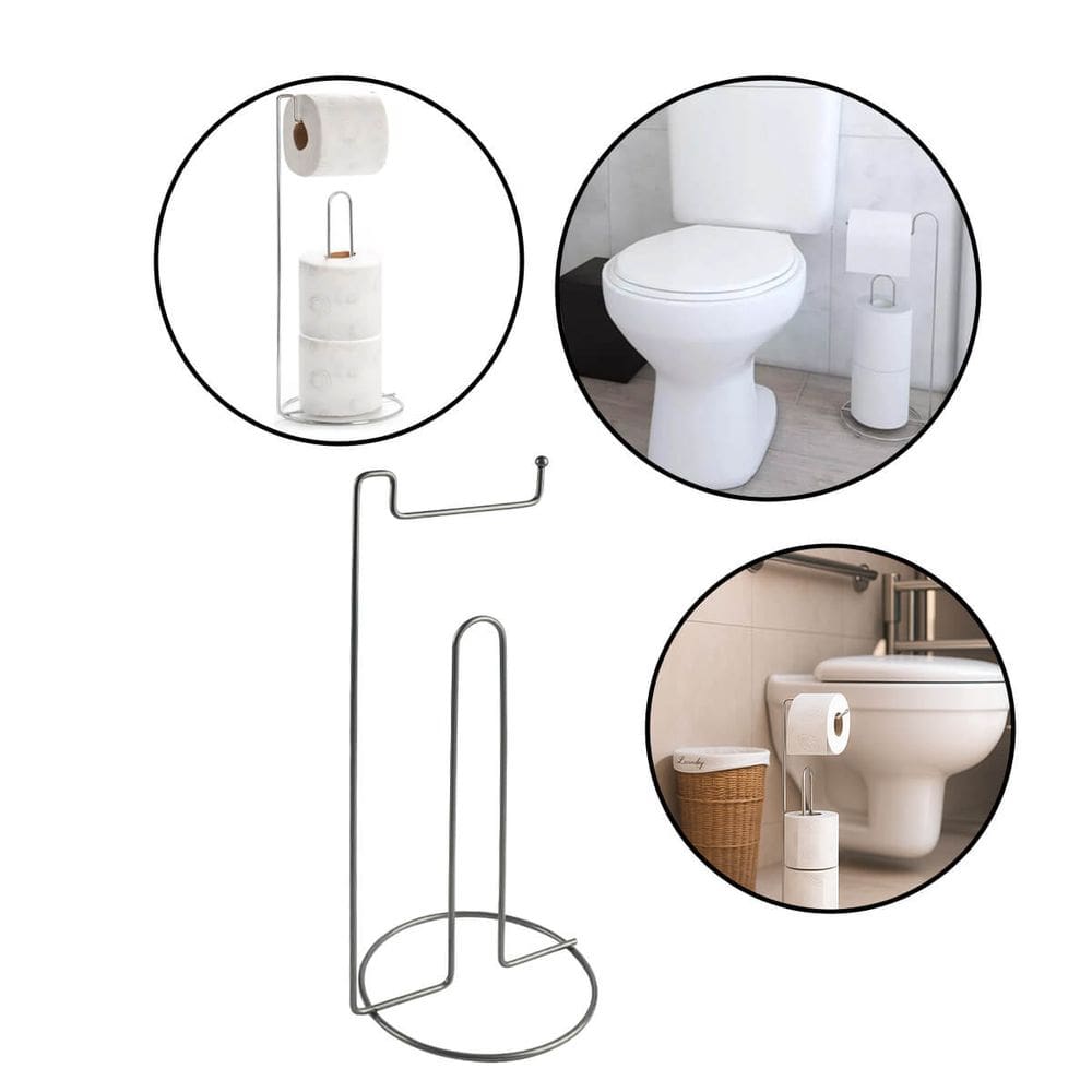 Suporte De Chão Para Banheiro Porta Papel Higiênico Vertical