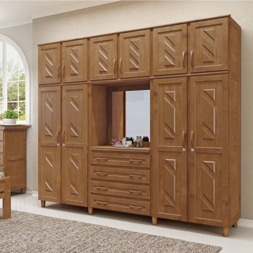 Guarda-Roupa Casal Capelinha 10 Portas 4 Gavetas com Espelho Grécia em Madeira - Cavazotto