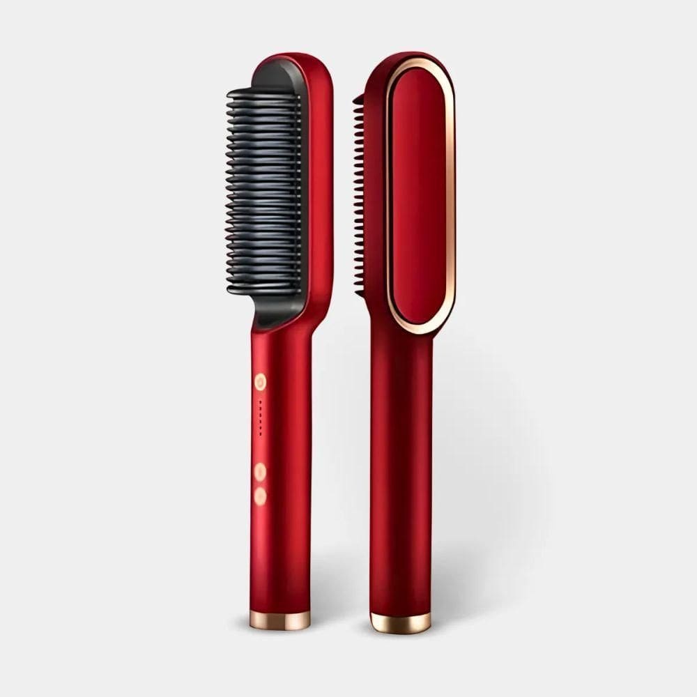 Escova Pente Alisadora Profissional Vermelha – Potência, Estilo E Cabelos Impecáveis Em Minutos - Bivolt