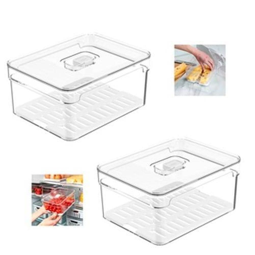 Kit Com 2 Organizadores De Geladeira 2,2L Clear Fresh - Ou