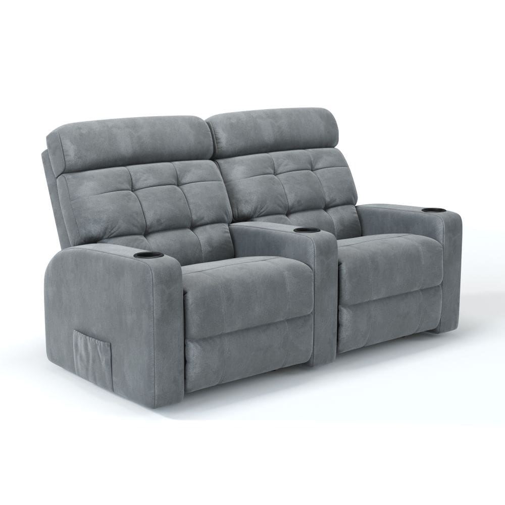 Sofá 2 Lugares Reclinável Manual Linha Cinema Em Tecido Suede