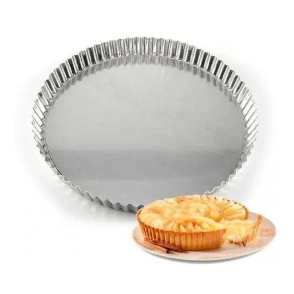 10X Forma Torta Maçã Crespa 15X3Cm Fundo Removível Em Alumí