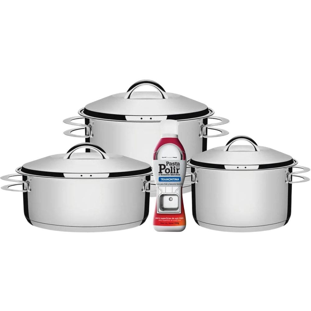 Jogo De Panelas Solar 3Pçs Com Pasta De Polir Tramontina