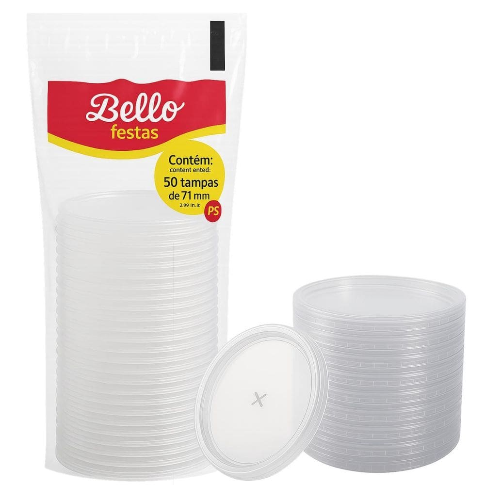 Tampa Descartável 71Mm Para Copos De 180Ml E 200Ml 50 Un.