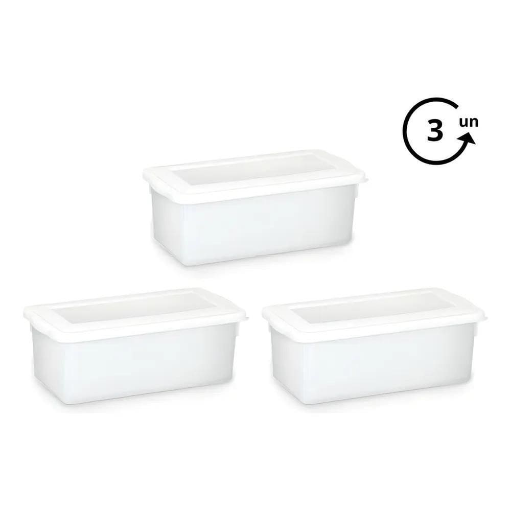 3 Caixas Plásticas Organizadoras Multiuso C/Tampa 5L Pleion