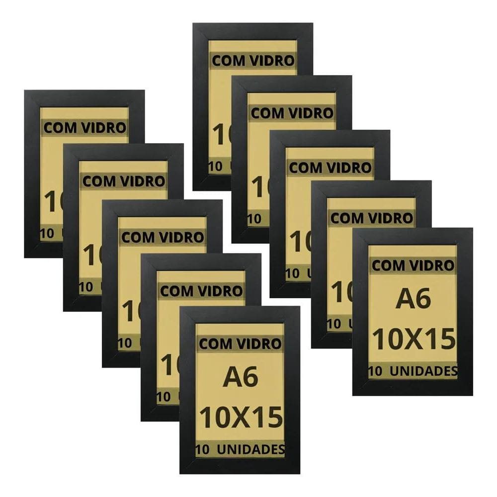 Kit 10 Porta Retratos 10X15 A6 Foto Moldura Com Vidro Branca