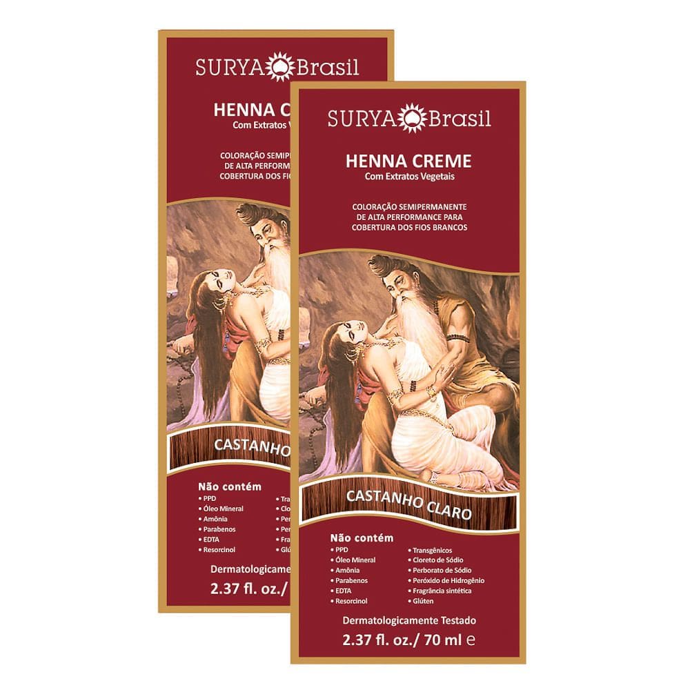 Kit 2 Henna Creme Surya Brasil Castanho Claro Kit