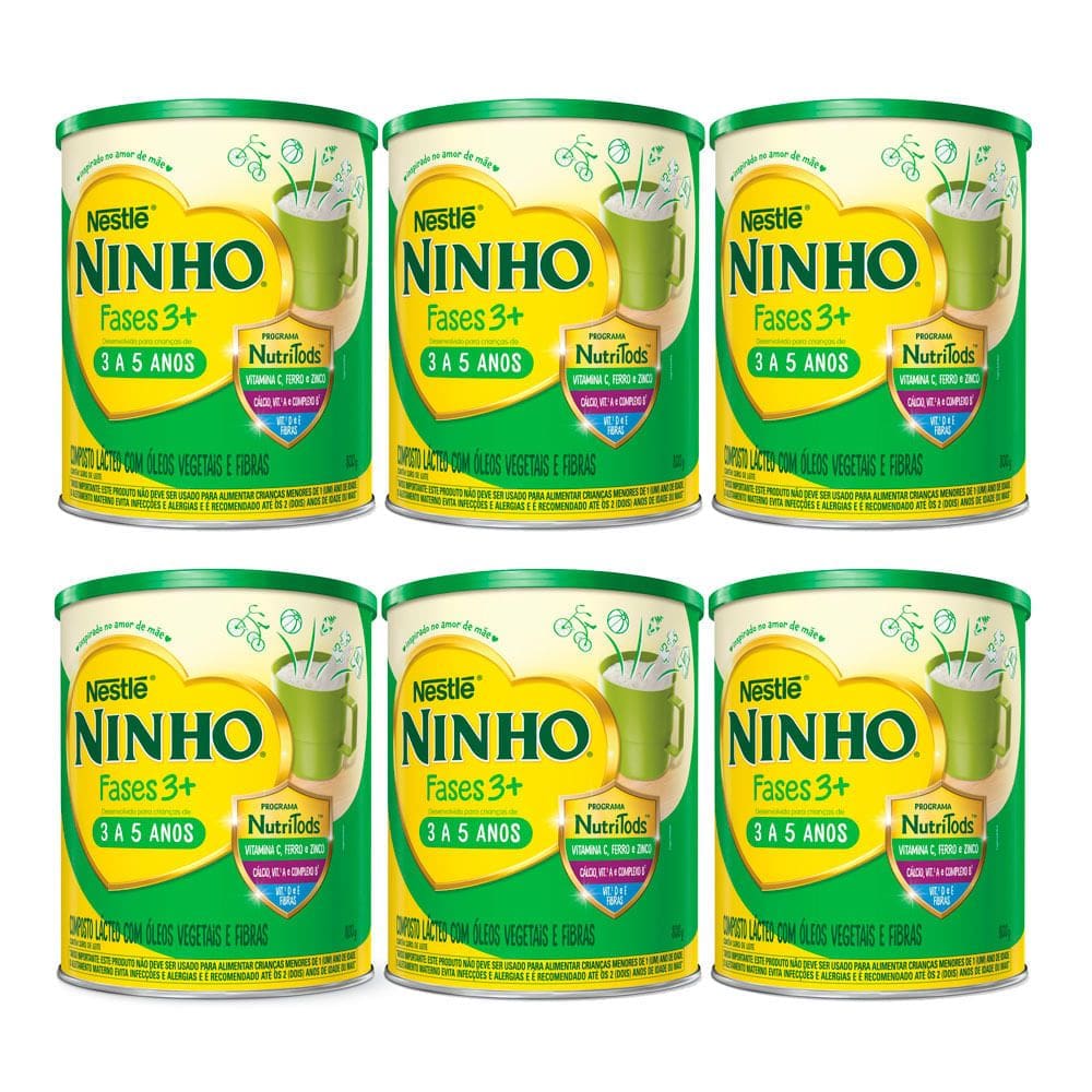 Kit 6 Ninho 3+ Fases Nutri Pré Escolar 800g