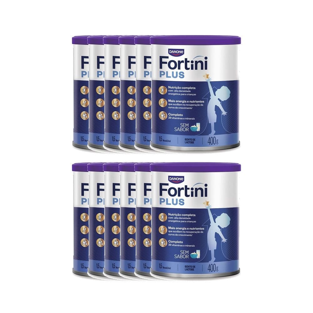 Kit 12 Fortini Plus Sem Sabor Suplemento Infantil 400g