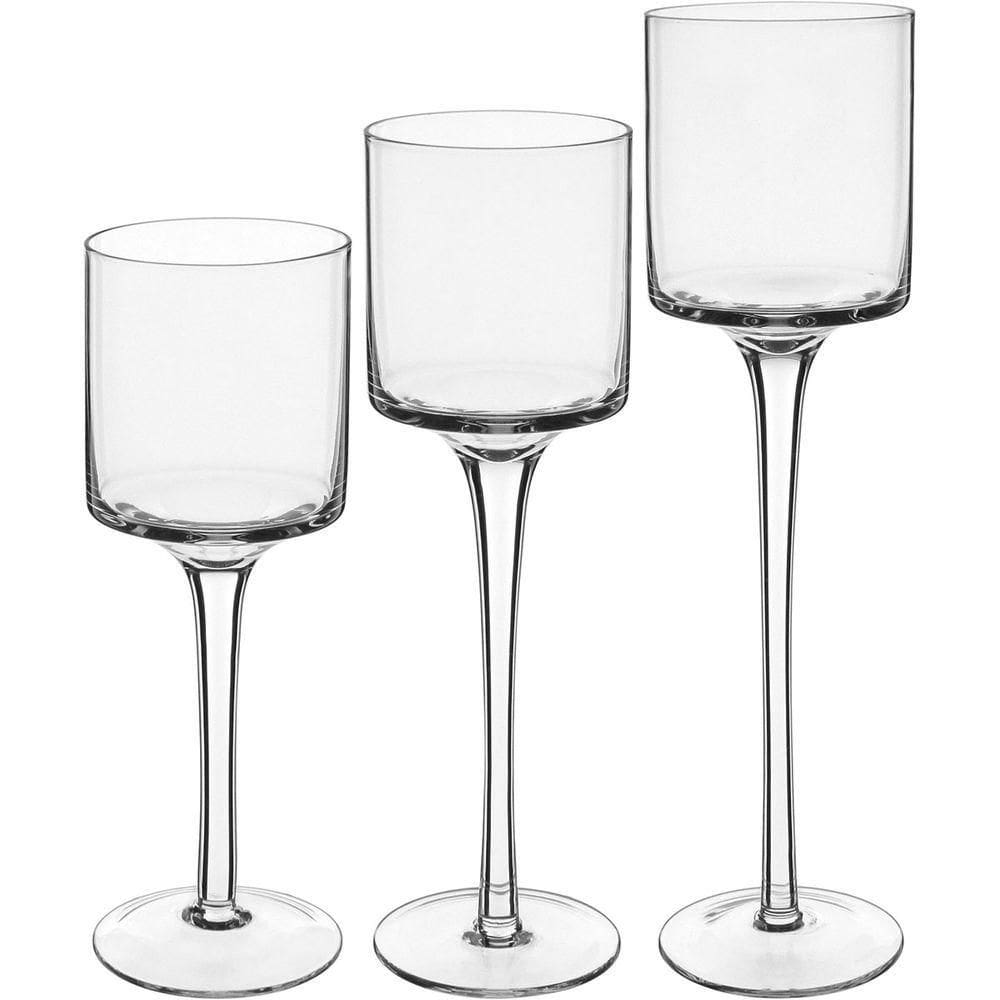 Jogo 3 Castiçal Porta Vela Home&co Eco Crystal Transparente