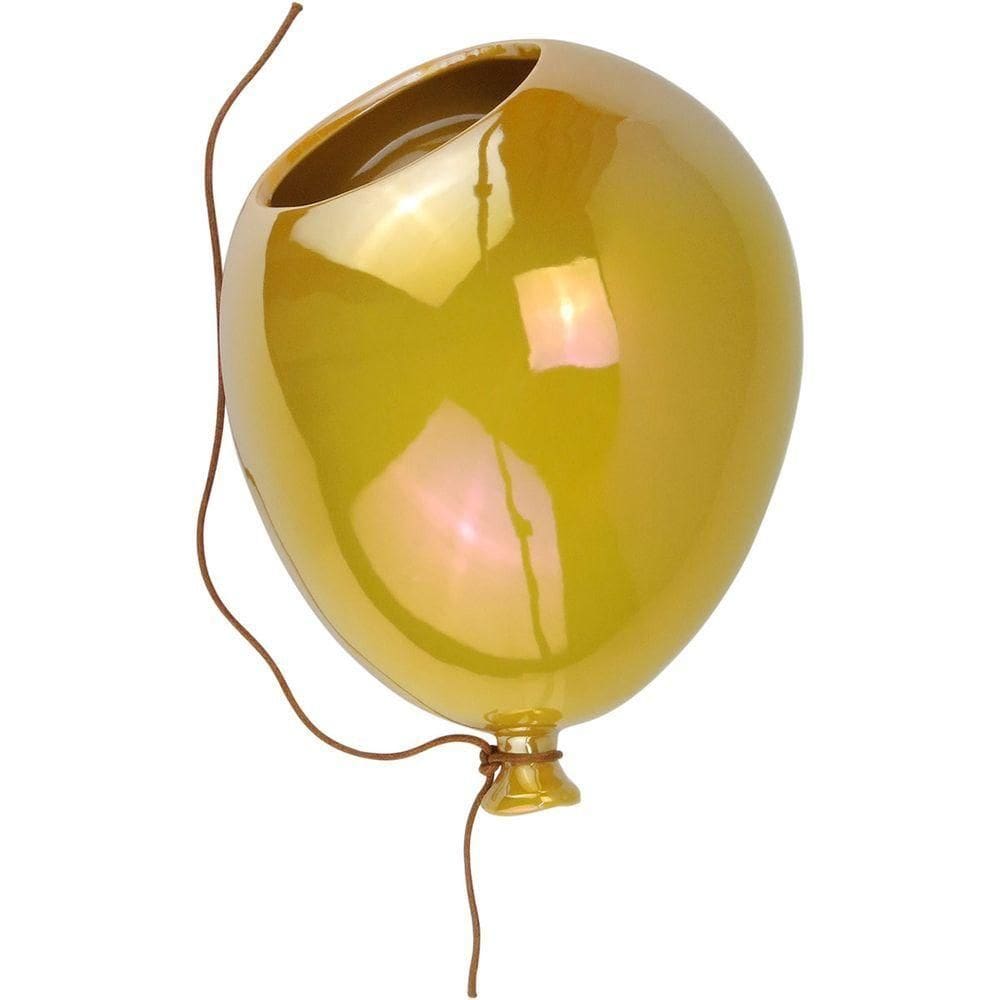 Vaso De Parede Balão Decorativo Cachepo Cerâmica Amarelo