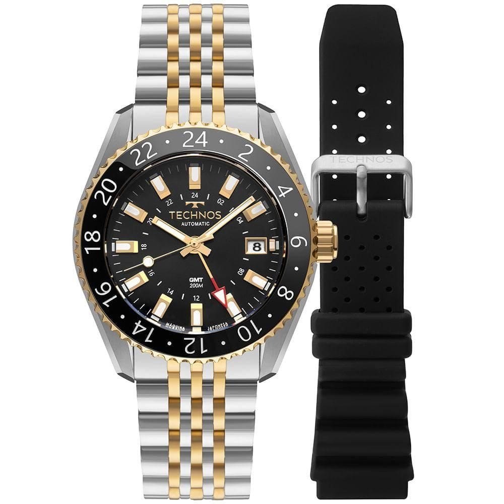 Relógio Technos Masculino Automatico Gmt Bicolor - Nh34ac-t1p Relógio Technos Masculino Automatico Bicolor - Nh34ac-t1p