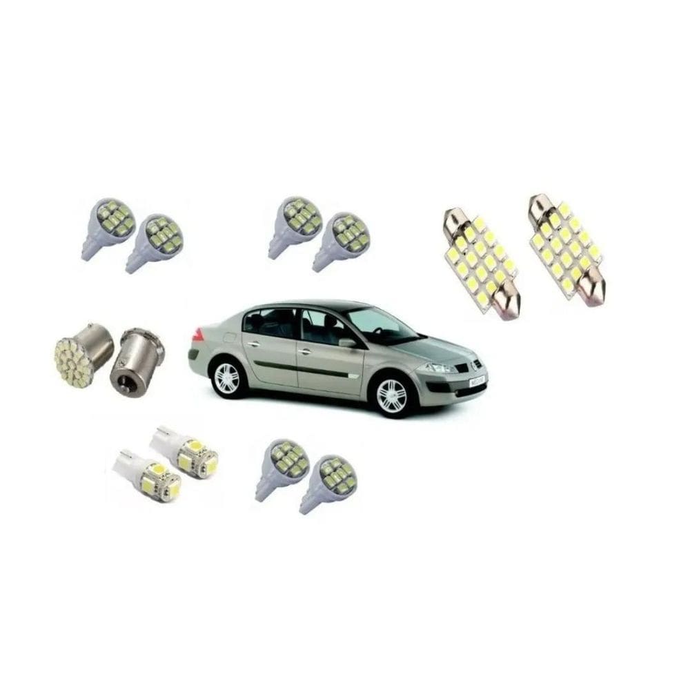 Kit Led Renault Megane Farolete Teto Placa Re Porta Malas