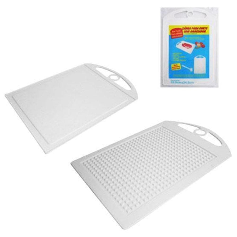 Tabua De Corte De Plastico Branco Grande 2 Em 1 24,9X19,5Cm