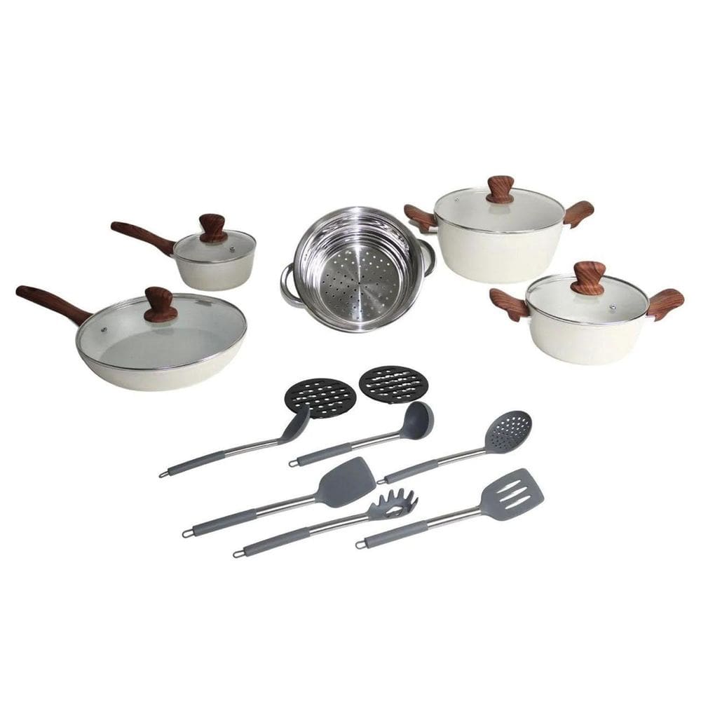 Jogo De Panelas Revestimento Cerâmico Antiaderente 18 Peças