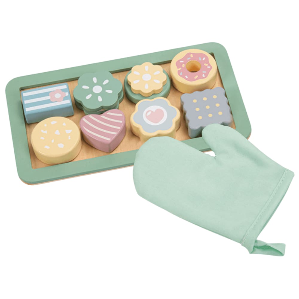 Brinquedo De Madeira Kit Bandeja De Bolos Com Luva - Bup Baby