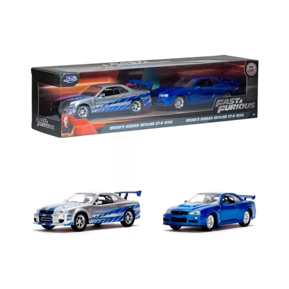 Miniatura Pack 2 Nissan Skyline GT-R R34 Brian 1:32 Jada