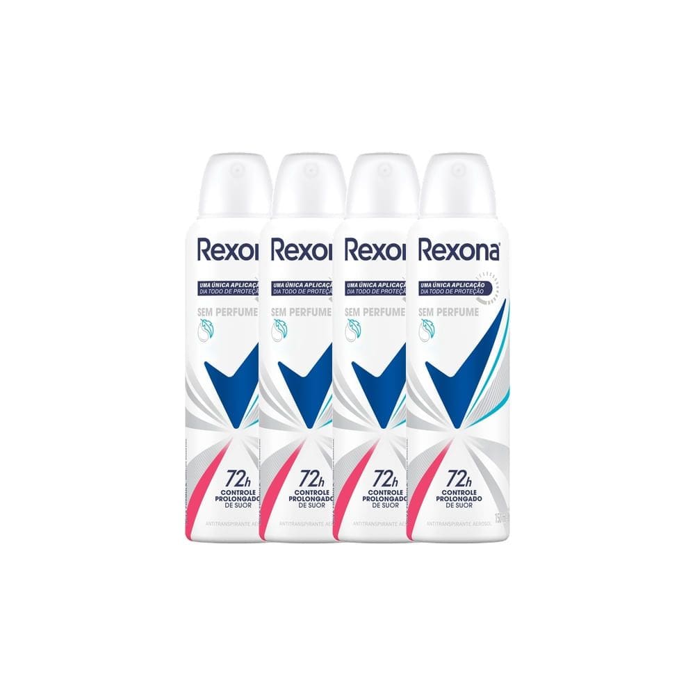 Kit 4 Desodorante Rexona Sem Perfume Aerosol Antitranspirante 72h 150ml