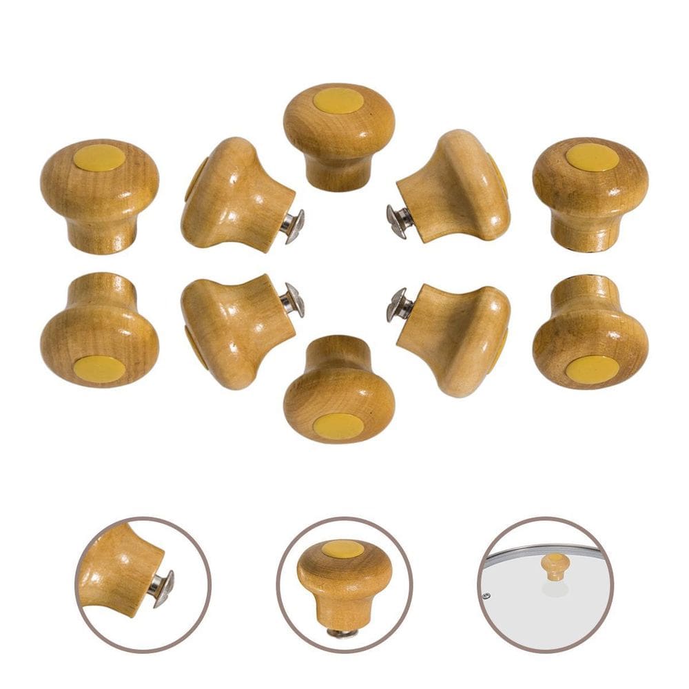 Kit 10 Pomel Pegador Madeira Premium Tampa Panela Frigideira