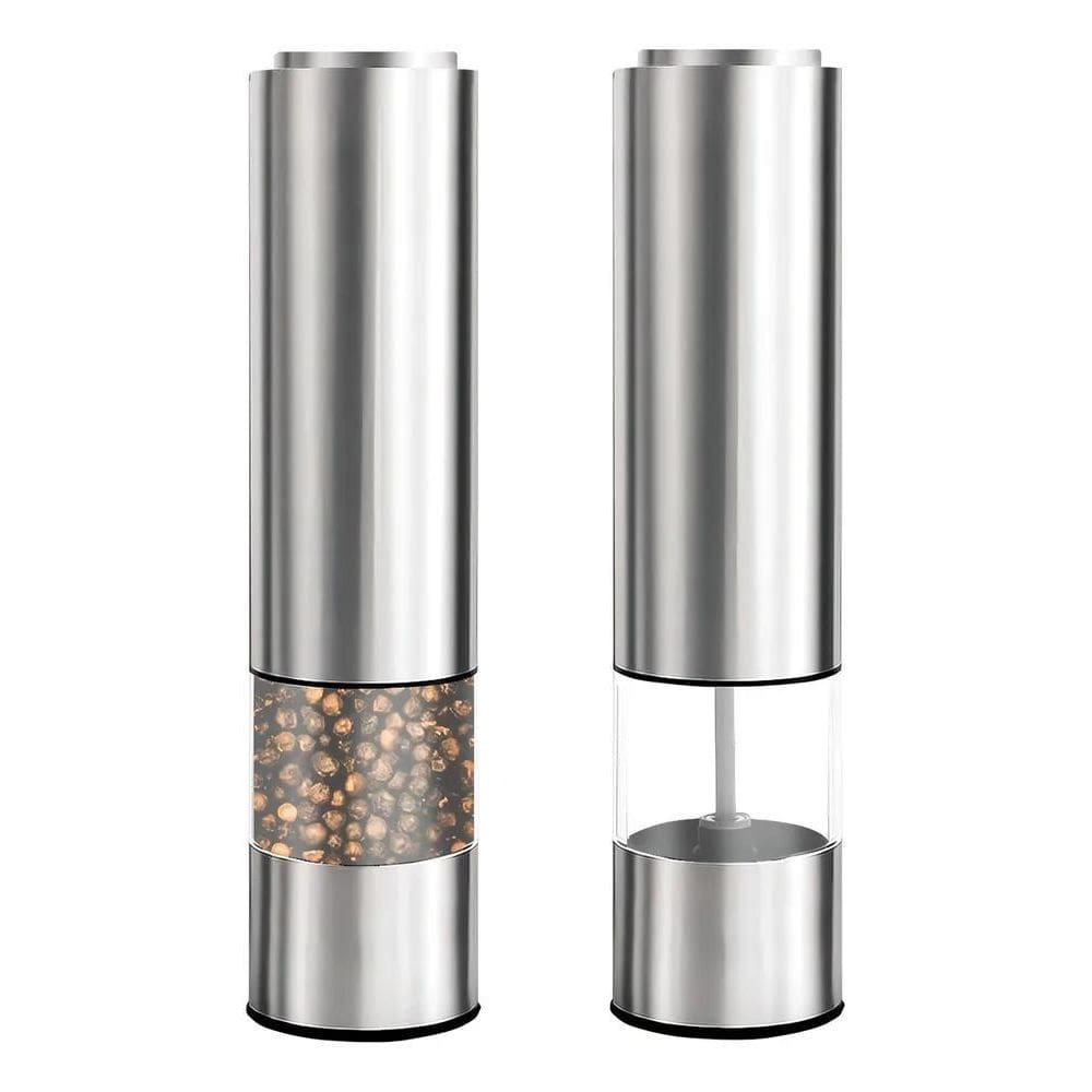 2X Moedor De Sal Ou Pimenta Elétrico A Pilha Aço Inox Com Le