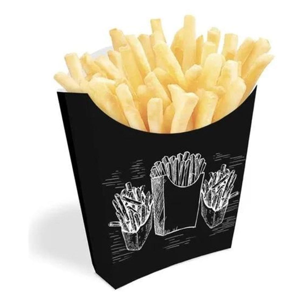 10X Caixinha Para Batata Frita - Preto - 100Un