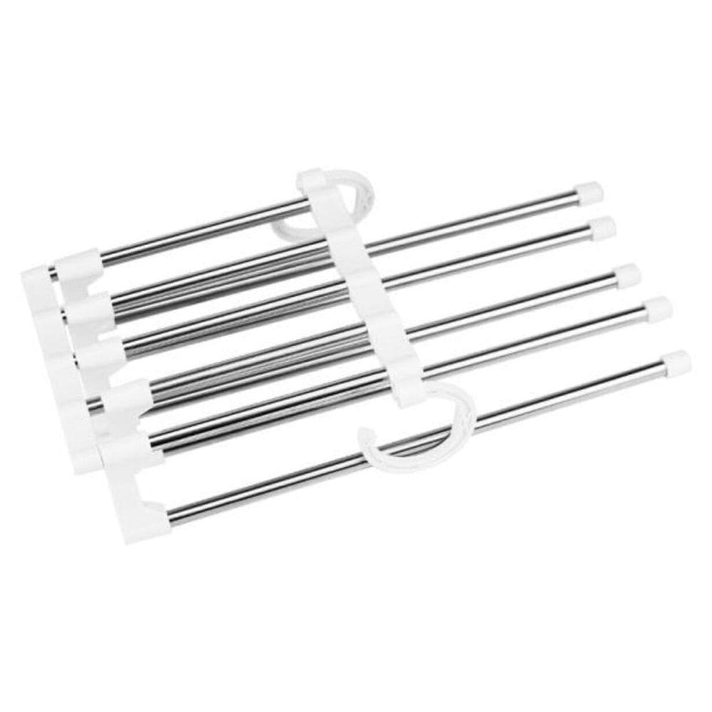 4 Cabide Organizador 5 Hastes Multiuso Inox Dobrável Calças