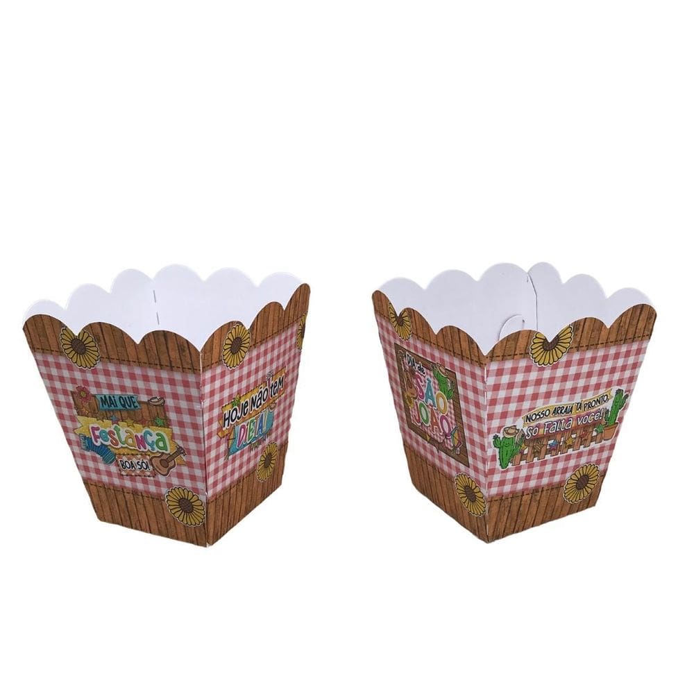 Caixinhas De Pipoca Festa Junina Xadrez Kit 50 Unidades
