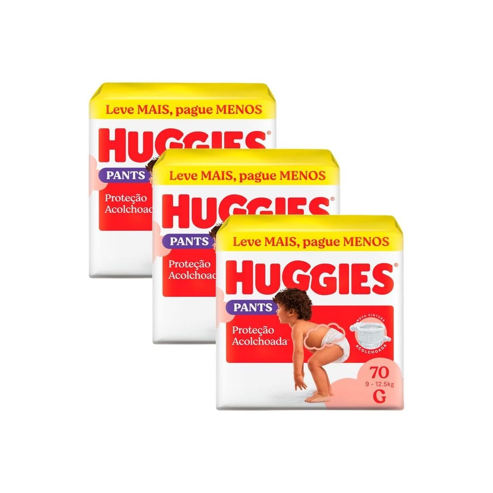 Kit 3 Fralda Roupinha Huggies Supreme Care Tamanho G 70 Unidades Descartáveis