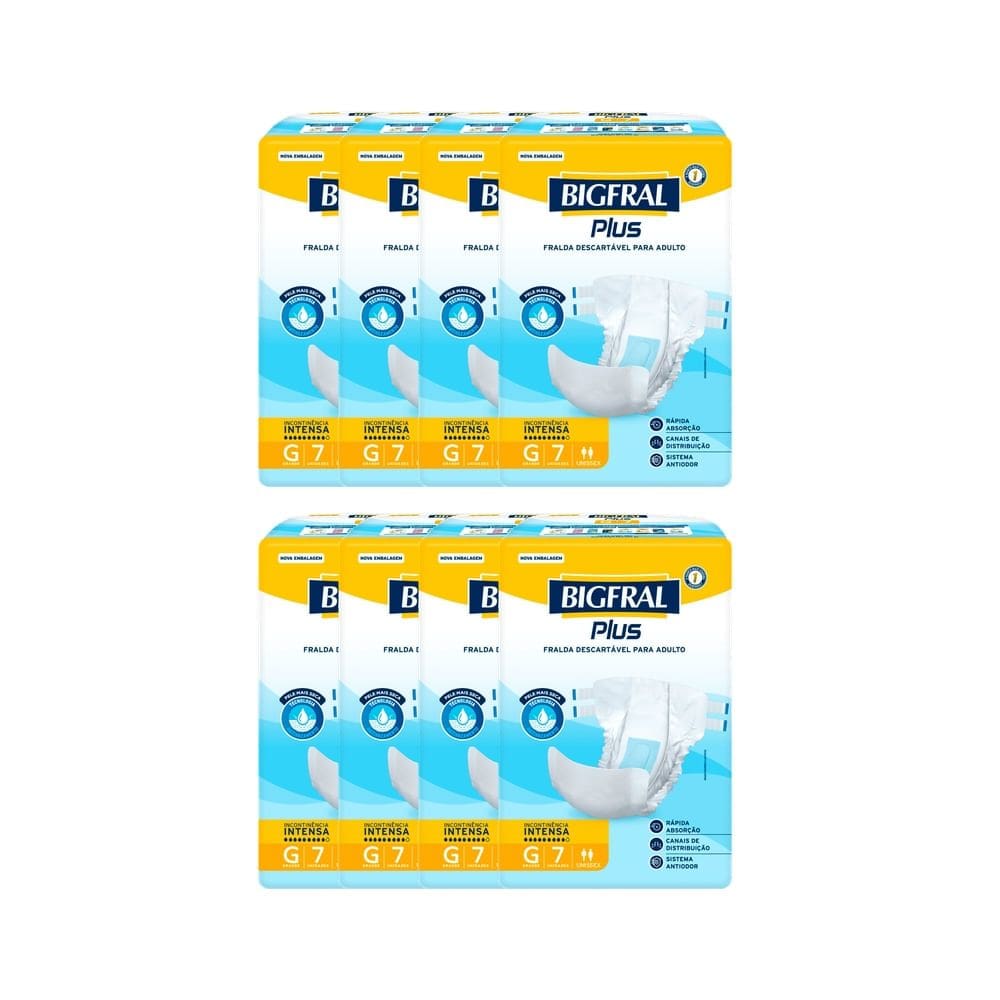 Kit 8 Fralda Bigfral Plus G 7 Unidades