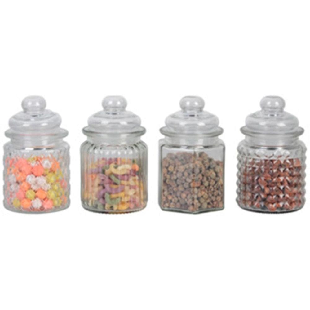Conjunto Porta Temperos Vidro Tampa Hermética 4Pçs - Incolor