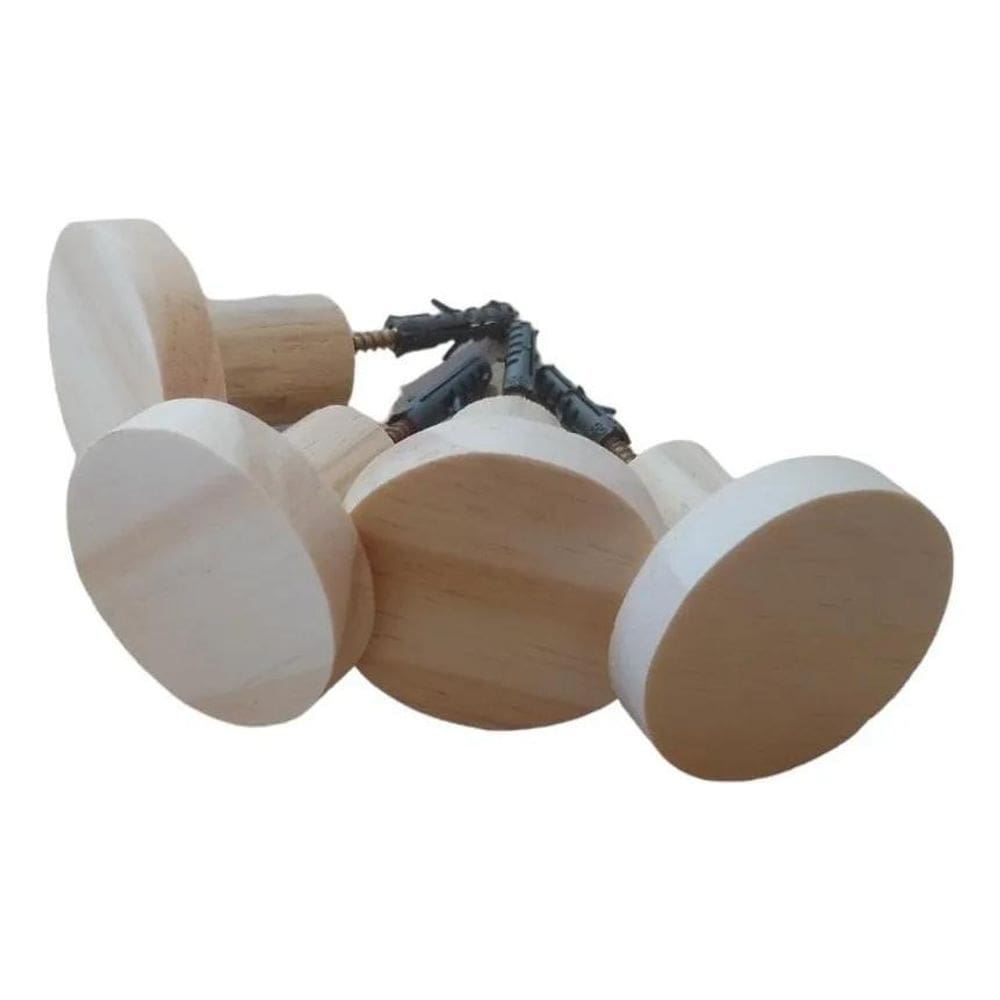 10X 8 Ganchos De Parede Pendurador Madeira Redondo Cor Natu