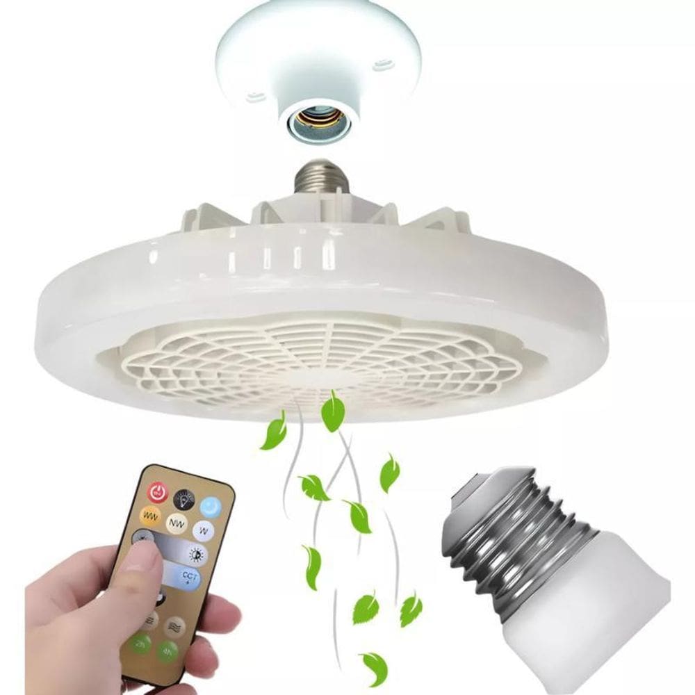 Lâmpada Ventilador Branco Teto Led Pequeno E27 30W Bivolt
