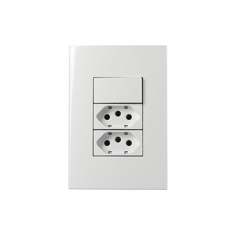 Interruptor Simpl.+2Tomada 2P+T 20A Margirius Sleek Placa4X2