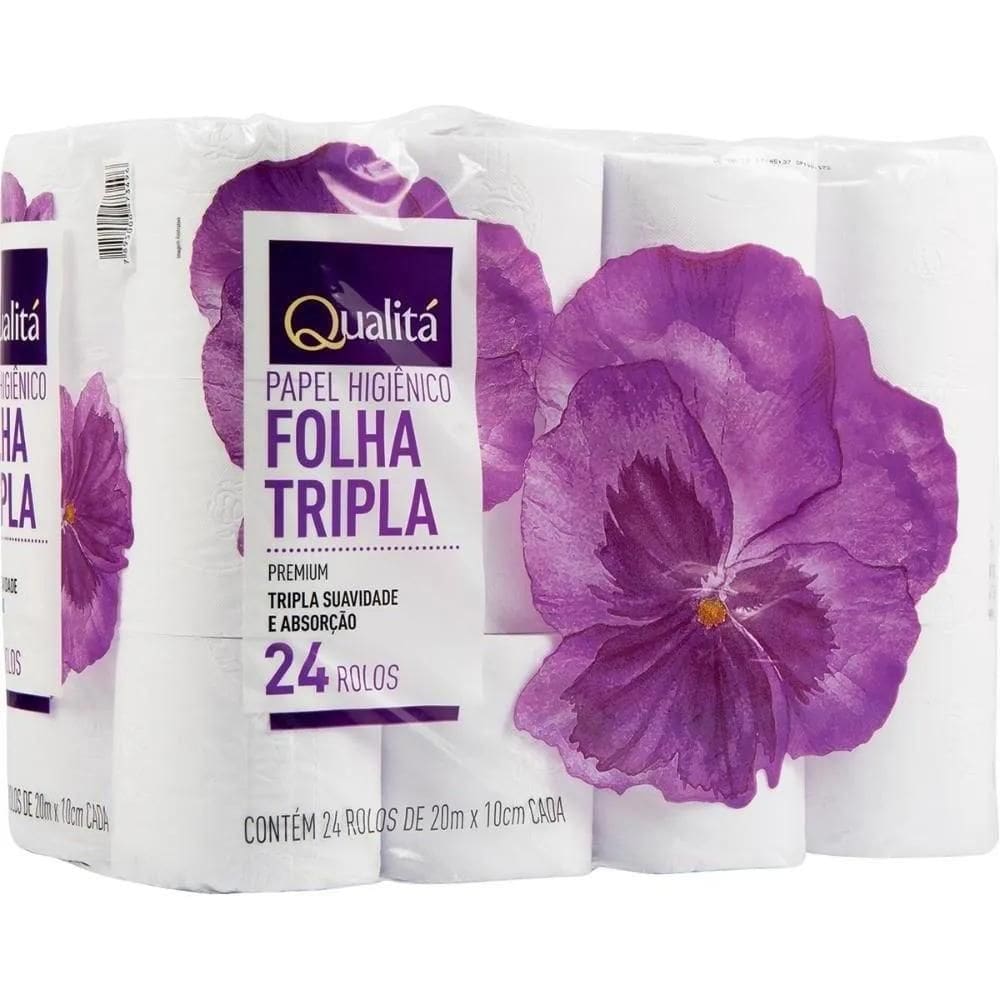 10X Papel Higiênico Folha Tripla Qualitá 20M Com 24 Unidade