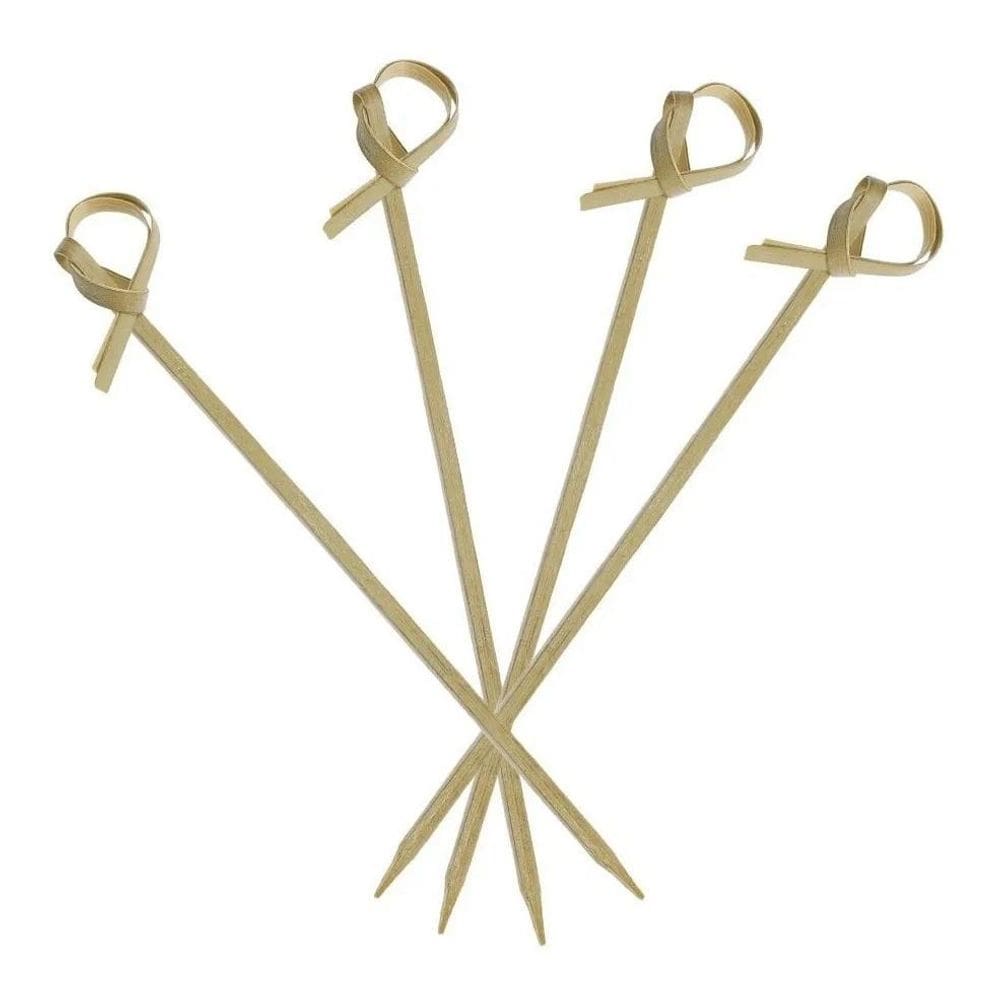 100 Uni Espeto Espetinho Bambu Palito Nó Lanches Petisco 9Cm