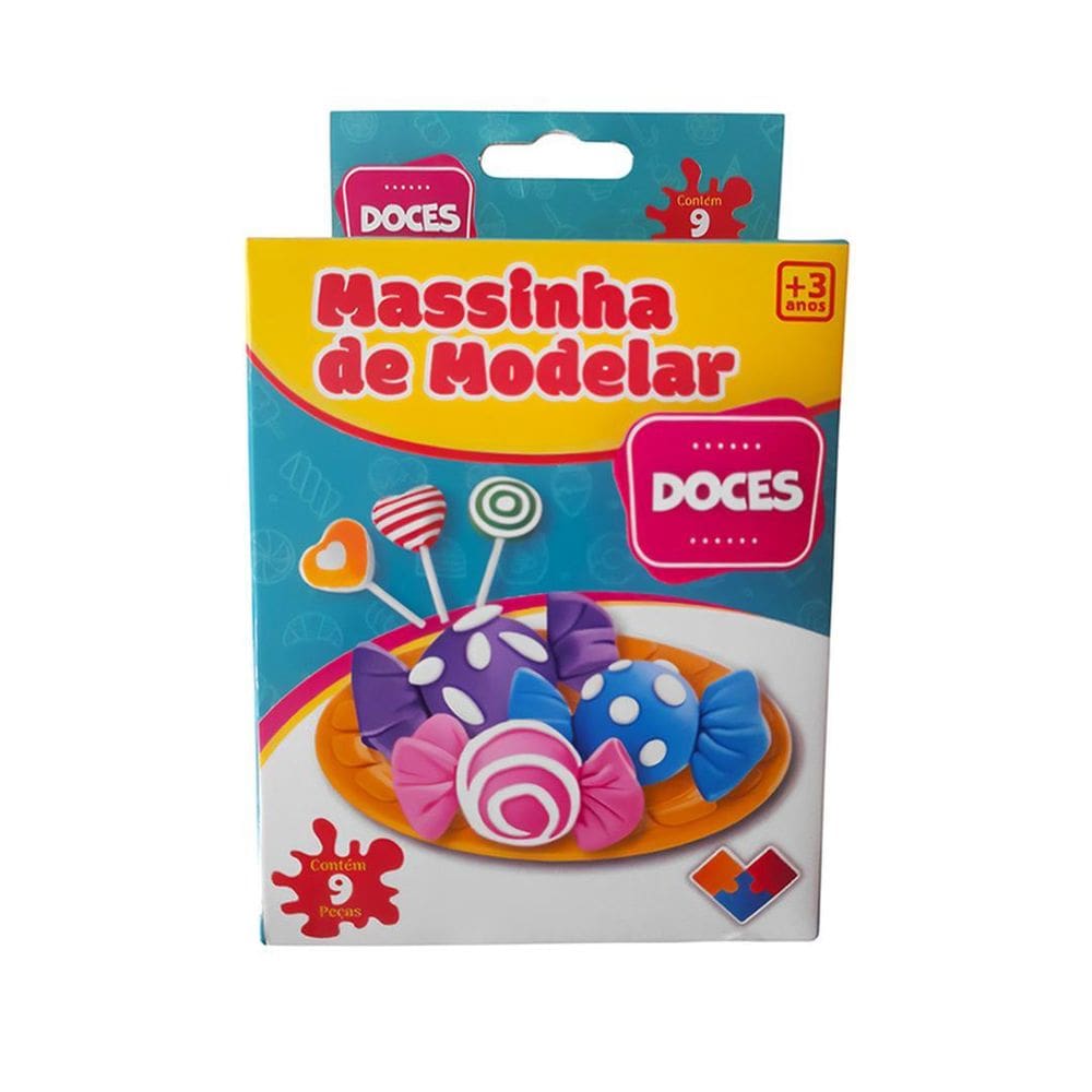 Brinquedo Infantil Massinha De Modelar 9 Peças Molde Doces