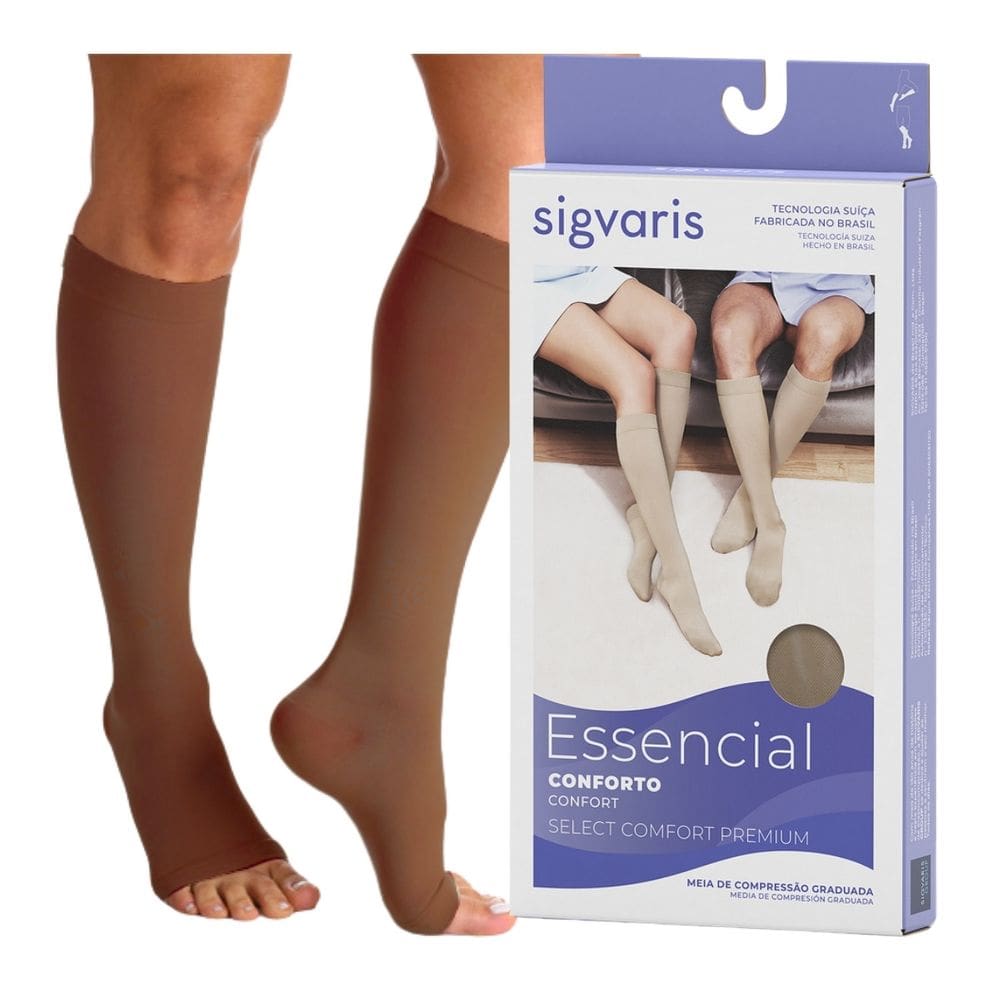 Meia 3/4 Sigvaris Select Comfort Premium Compressão 20-30mmhg Cor Chocolate