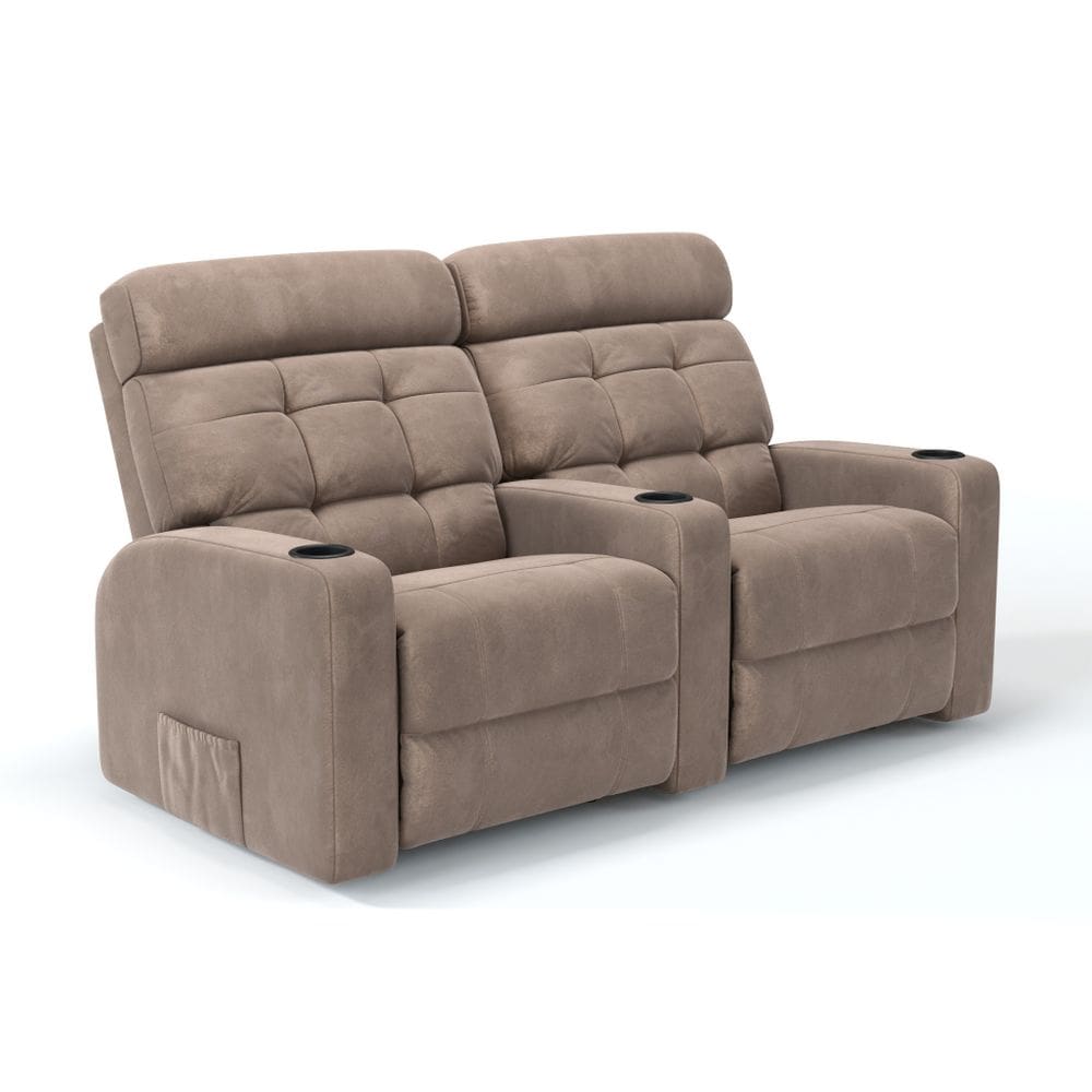 Sofá 2 Lugares Reclinável Elétrico Em Tecido Suede Com Massagem Linha Cinema
