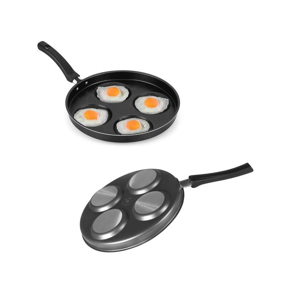 Frigideira 4 Em 1 Preta Com Divisões Antiaderente 04 Ovos