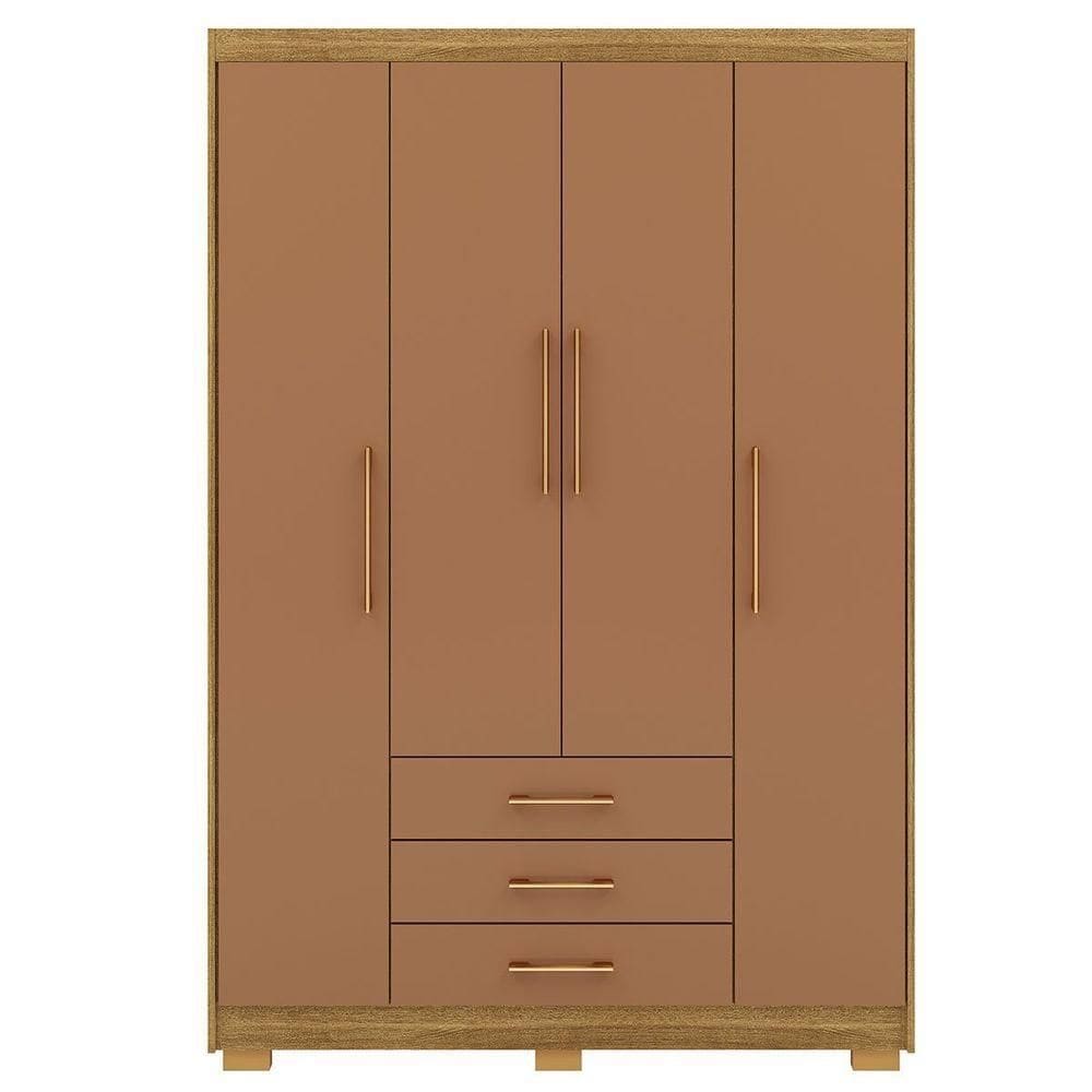 Guarda-roupa Solteiro 4 Portas 3 Gavetas 9 Prateleiras Espada Nature-camarim