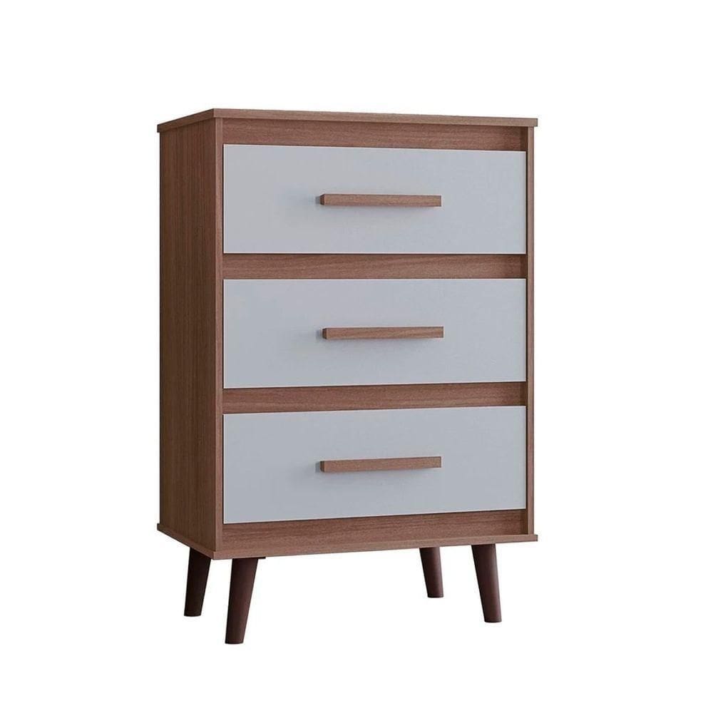 Cômoda Para Quarto Pé Palito 3 Gavetas Lima Savana - Off White