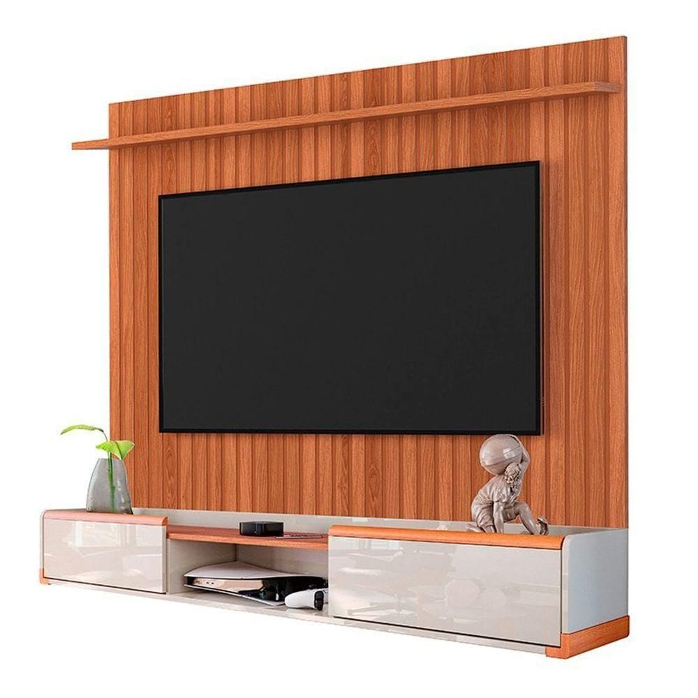 Rack Bancada Com Painel Para Tv De Até 70 Em Mdf Euro Off White-jequitiba