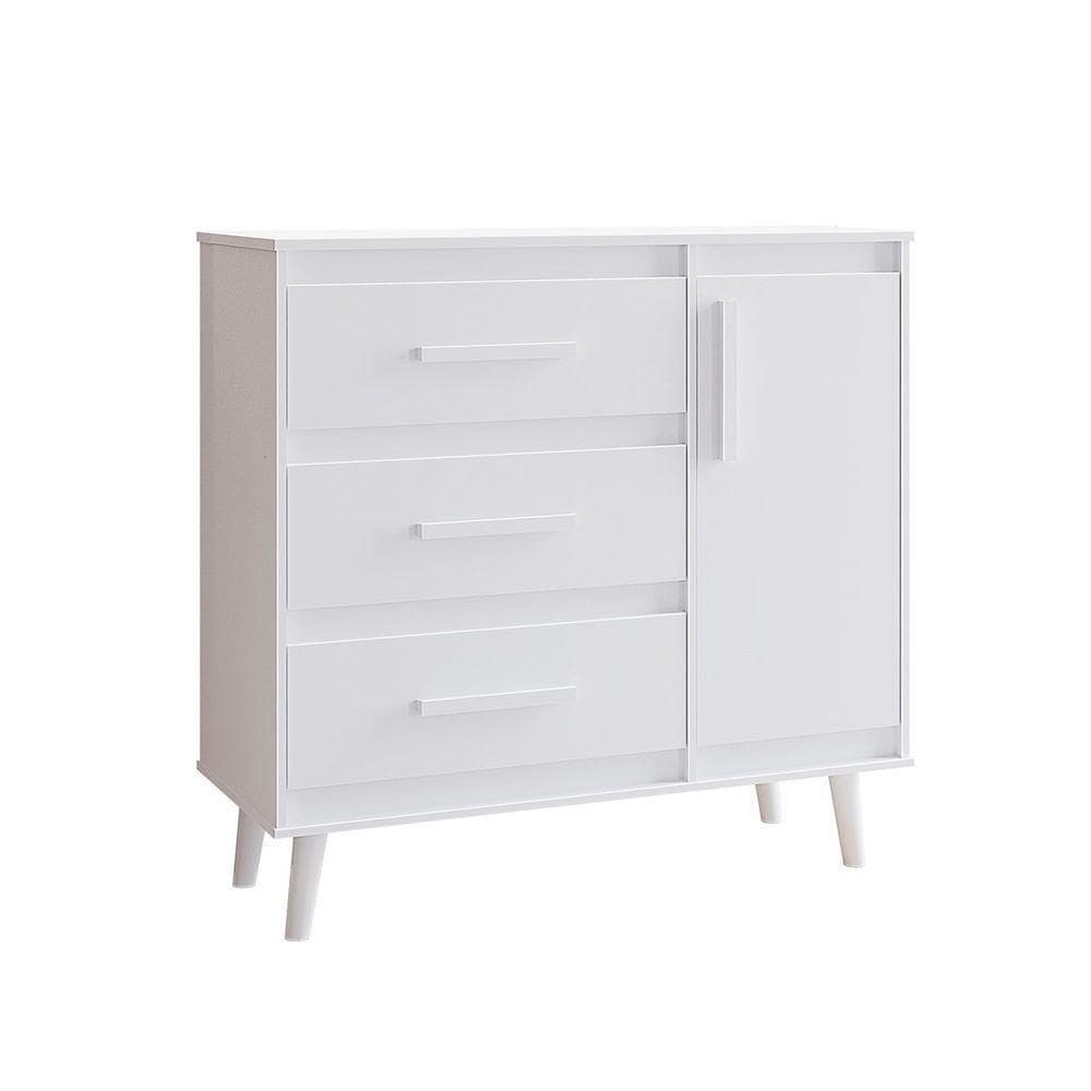 Cômoda Sapateira Pé Palito 1 Porta 3 Gavetas Lima Branco