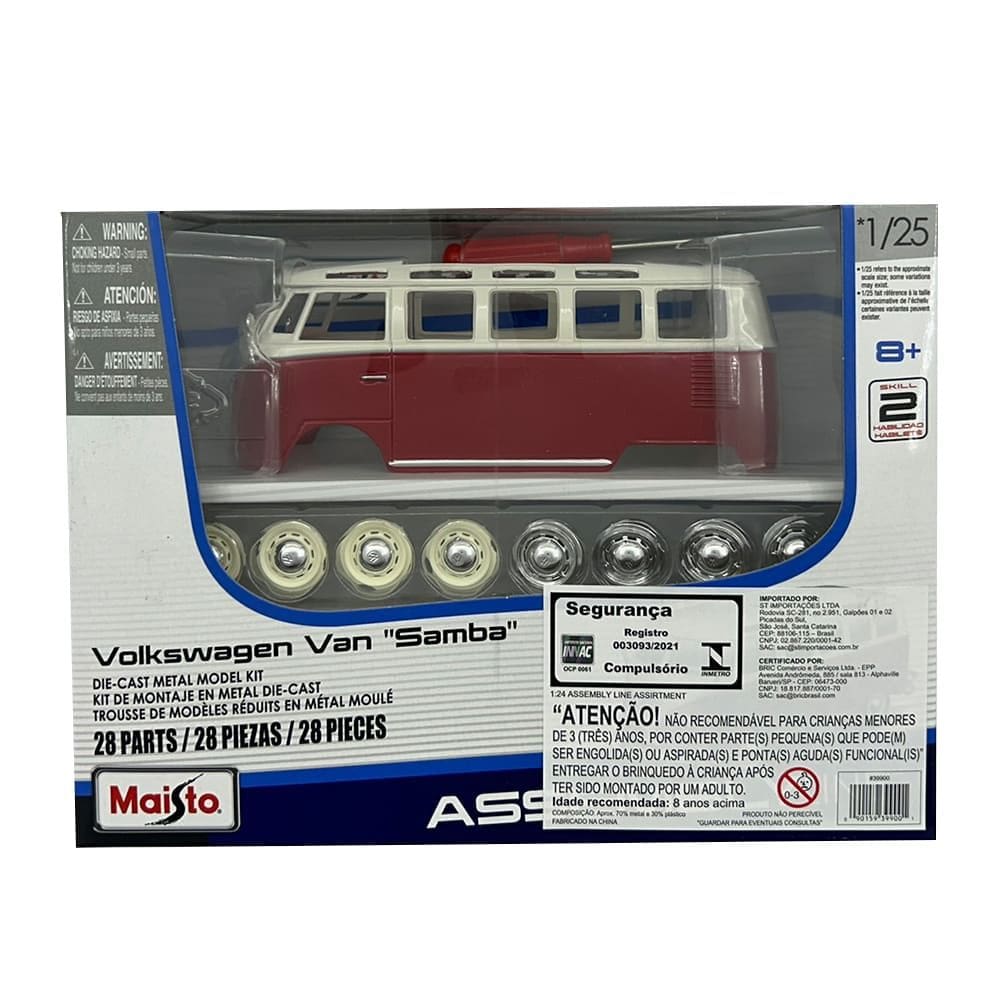 Miniatura Carro Volkswagen Kombi Kit Para Montar 1:25 Maisto