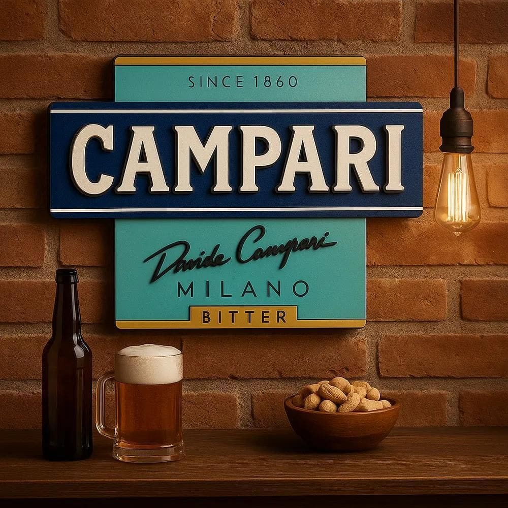 3X Placa Decorativa Bitter Italia Bebida Relevo Bar Restaura