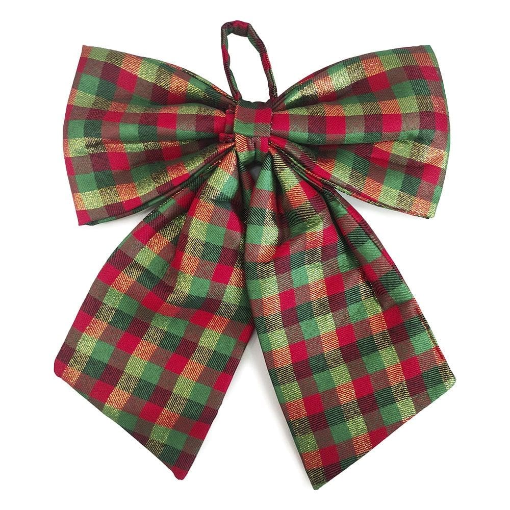 Enfeite Natalino Laço Xadrez Decorativo 33x37cm