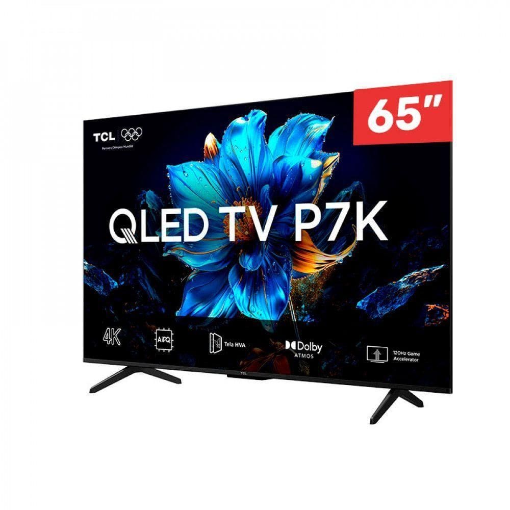 TV TCL 65 65PK7 QLED Smart 4K UHD Wifi Dual Cvoz Google Assi Preto Bivolt
