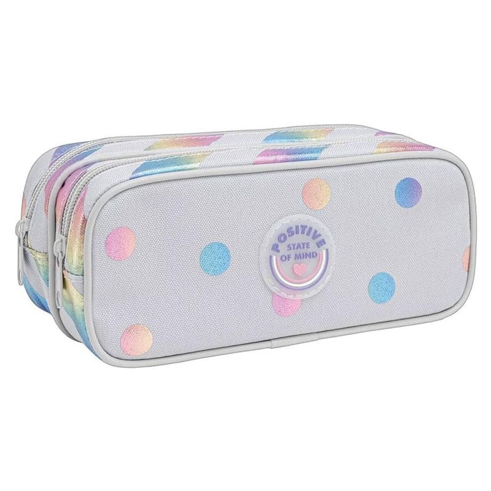 Estojo Escolar Infantil Duplo Académie Listras e Poá Holográfico - Tilibra