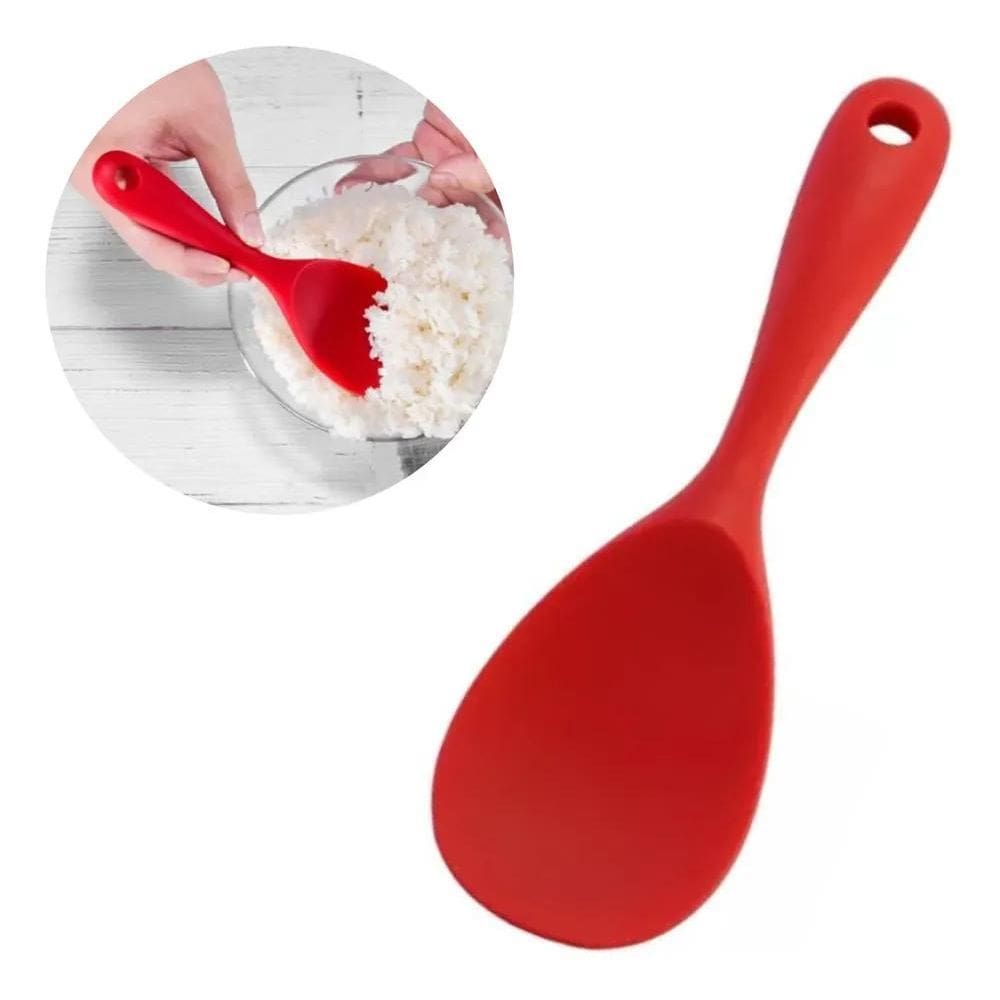 2X Colher Revestida Em Silicone Rígida Servir Arroz Alimento